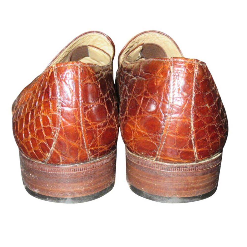MORESCHI of Italy Genuine Croc Embossed Leather Oxford Loafers Dress Shoes sz 8 - Picture 4 of 9